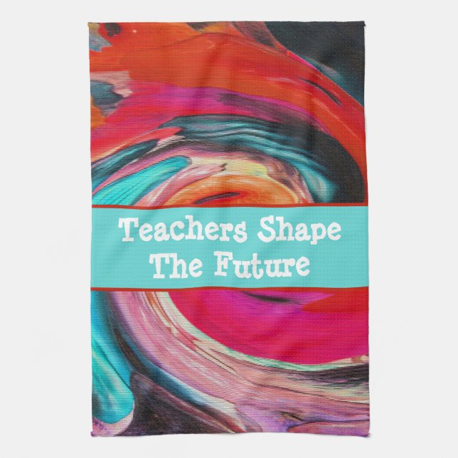 Teacher Appreciation Class Vivid Swirled Tie Dye Tea Towel (Vertical)