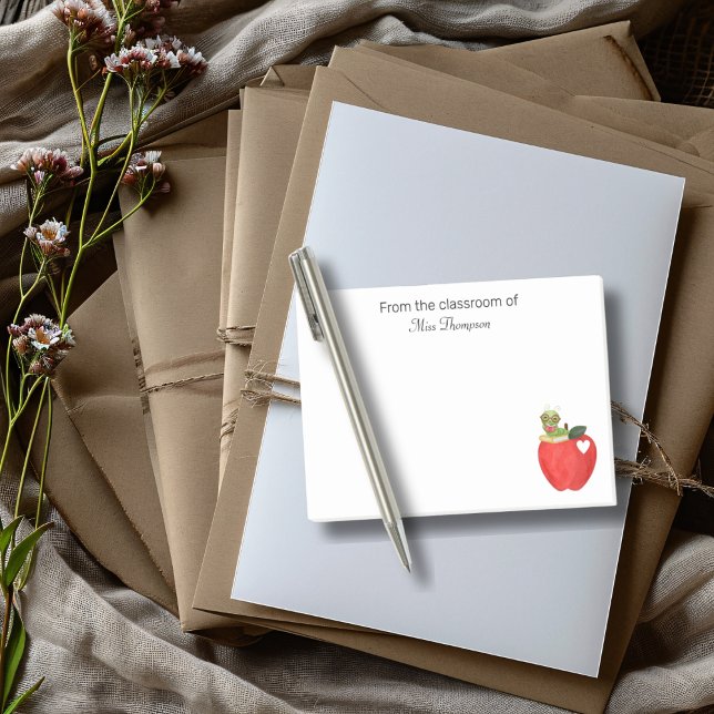 Teacher Appreciation Classroom Red Apple Custom Post-it Notes (Creator Uploaded)