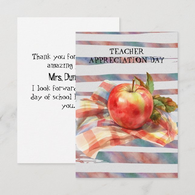 Teacher Appreciation Day Apple Chequered Napkin (Front/Back)