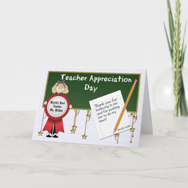 Teacher Appreciation Day Blonde Girl Card (Front)