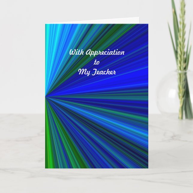 Teacher Appreciation Day Greeting Blue Starburst Thank You Card (Front)