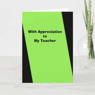 Teacher Appreciation Day Greeting Card, Neon Green Thank You Card