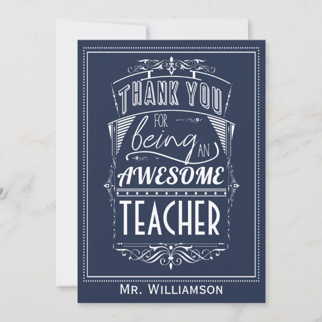 Teacher Appreciation Day Thank You Flat Card (Front)
