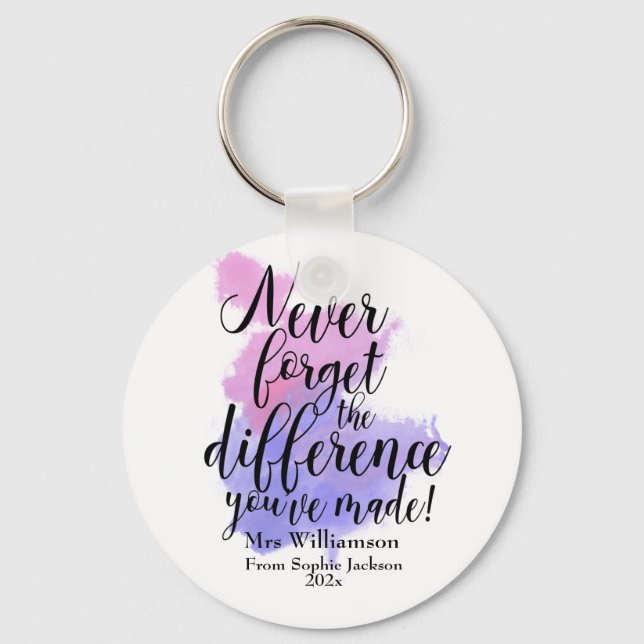  Teacher Appreciation Day Watercolor Quote Key Ring (Front)