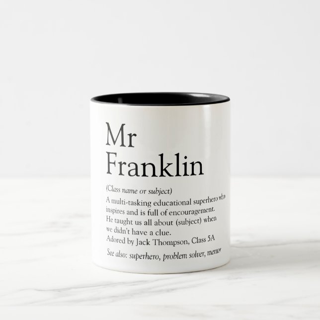 Teacher Appreciation Definition Modern Fun Two-Tone Coffee Mug (Center)