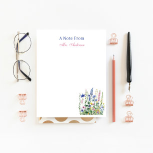 Teacher Appreciation Floral Botanical Custom Notepad