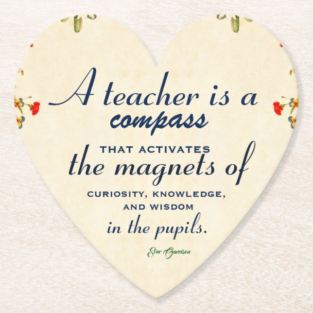 Teacher Appreciation Gift A Teacher is a Compass Paper Coaster (Front)