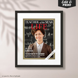 Teacher Appreciation Gift, Custom Magazine Cover  Poster