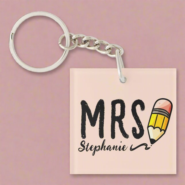 Teacher Appreciation Gift Pencil Name Pink Key Ring (Creator Uploaded)
