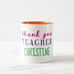 Teacher Appreciation Gift, Personalised Thank You  Two-Tone Coffee Mug<br><div class="desc">Express your appreciation to your teacher with this colourful personalised Thank You mug.</div>