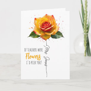 teacher appreciation gift pick you rainbow rose card
