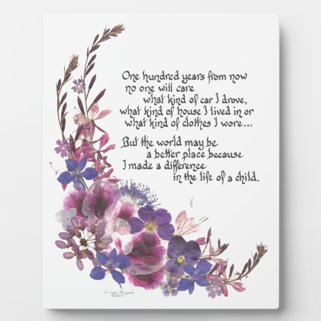 Teacher Appreciation Gift Plaque (Front)