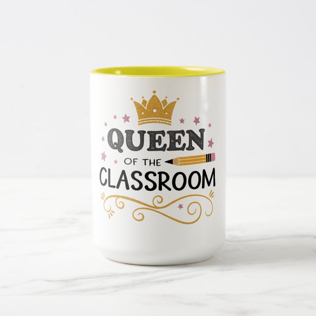 Teacher Appreciation Gift – Queen of the Classroom Two-Tone Coffee Mug (Center)