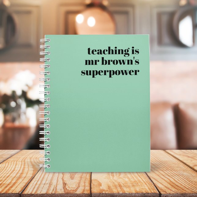 Teacher Appreciation Gift Retro Superpower Green Notebook (Creator Uploaded)