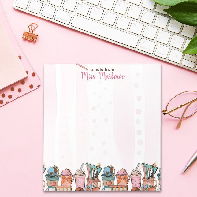 Teacher Appreciation Gift School Coffee Latte  Notepad (Teacher Appreciation Gift School Coffee Latte Personalized Notepad)