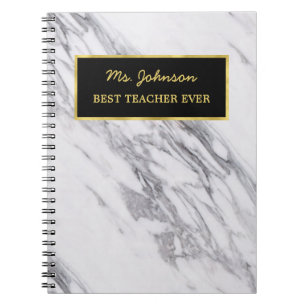Teacher Appreciation Gift   White Marble Texture Notebook