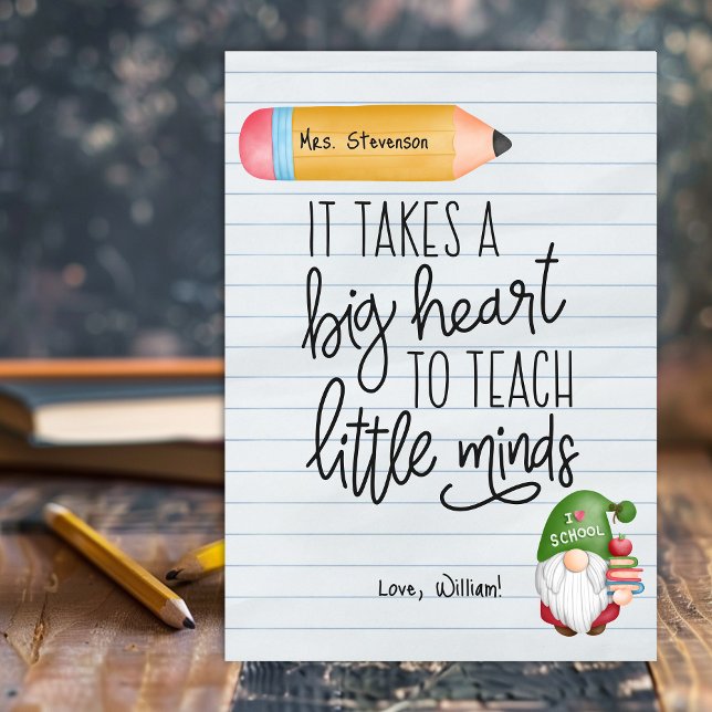 Teacher Appreciation Gnome With Books Thank You Card (Creator Uploaded)