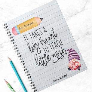 Teacher Appreciation Gnome With Heart Notebook