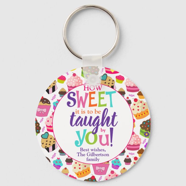  Teacher Appreciation How Sweet Cupcake Key Ring (Front)
