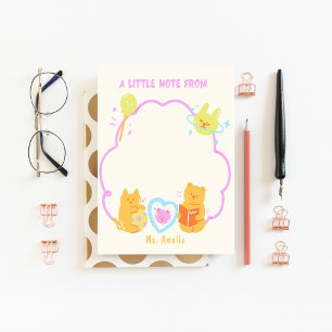 Teacher Appreciation Kindergarten Cat Bear Custom Notepad