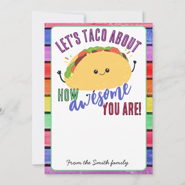 Teacher appreciation lets taco about gift card (Front)
