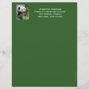 Teacher Appreciation Letterhead, Panda, Green Trim Letterhead
