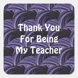 Teacher Appreciation Modern Purple Black Thank You Square Sticker