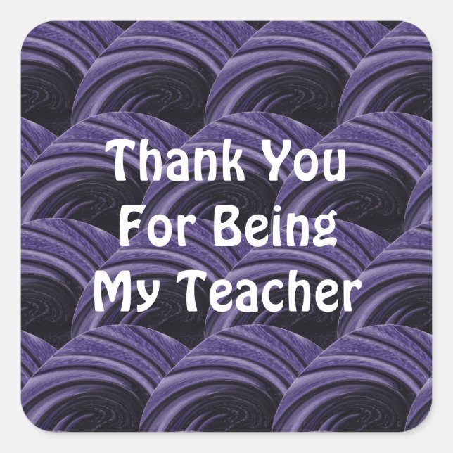 Teacher Appreciation Modern Purple Black Thank You Square Sticker (Front)