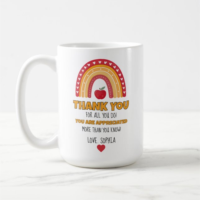 Teacher Appreciation Mug – Thank You Rainbow (Left)