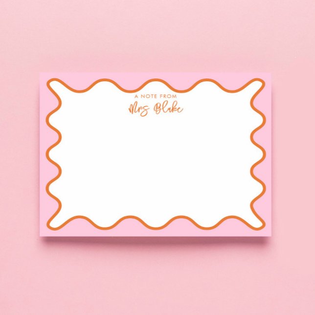 Teacher Appreciation Orange and Pink Wavy Notepad (Creator Uploaded)