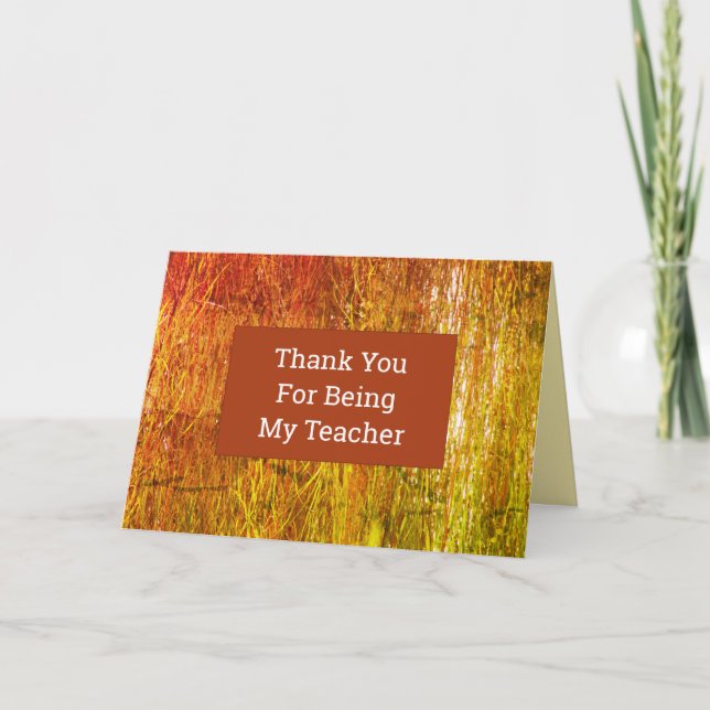 Teacher Appreciation Orange Yellow Straw Thank You Card (Front)