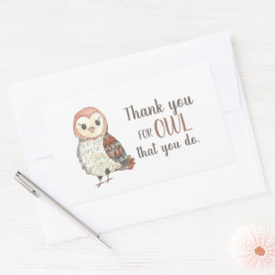 Teacher Appreciation Owl Thank You Rectangular Sticker