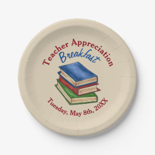 Teacher Appreciation Party Favour Library Books Paper Plate