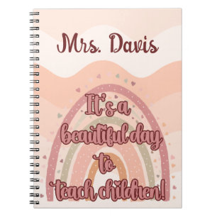 Teacher Appreciation Personalised Boho Rainbow Notebook