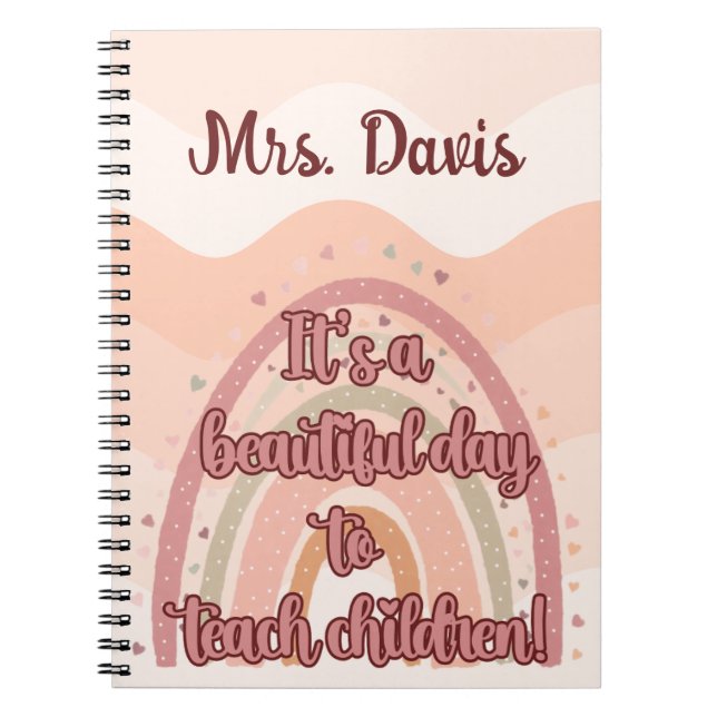 Teacher Appreciation Personalised Boho Rainbow Notebook (Front)