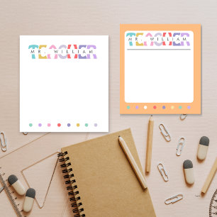 Teacher Appreciation Personalised Colourful Name Notepad