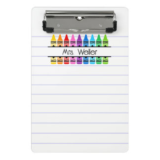 Teacher Appreciation Personalised Crayon Lined Mini Clipboard