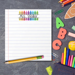 Teacher Appreciation Personalised Crayon Lined Notepad