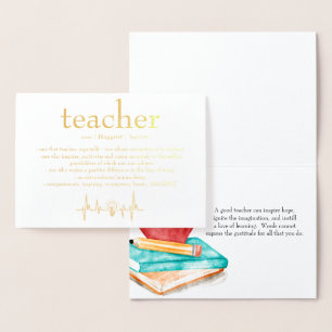 Teacher Appreciation Personalised Gold Foil Card