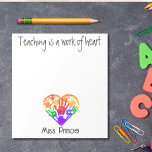 Teacher appreciation personalised rainbow hands  notepad<br><div class="desc">Personalise with your favourite teacher's name. Makes a fantastic gift for back to school, or any day! Great for your favourite teacher, principal, secretary, dean, or anyone else at school! This notepad is a great size, and fully customisable! The sturdy paper and simplistic yet cute design is just what every...</div>