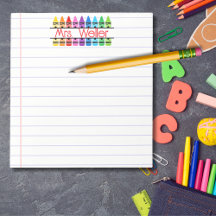 Teacher Appreciation Personalised Red Crayon Lined