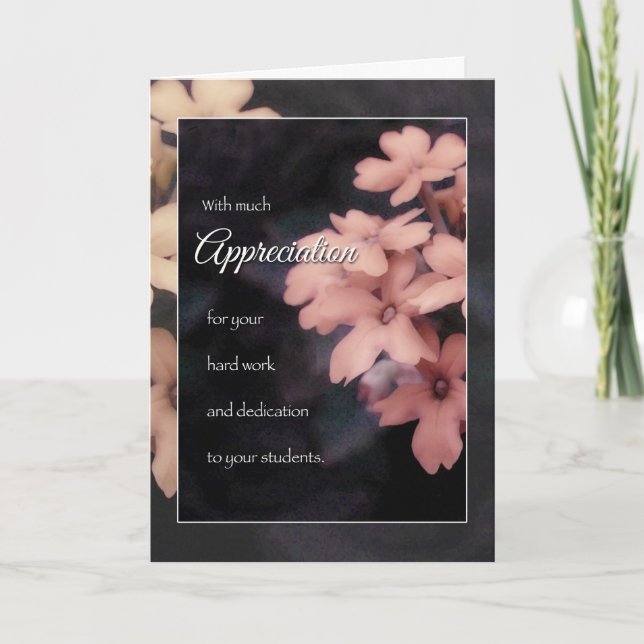 Teacher Appreciation, Pink Floral Thank You Card (Front)