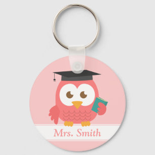 Teacher Appreciation, Pink Owl Key Ring