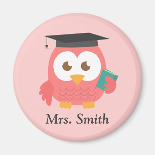 Teacher Appreciation, Pink Wise Owl Magnet
