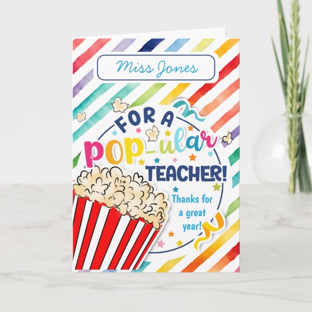 teacher appreciation popcorn thank you CARD HOLDER (Front)