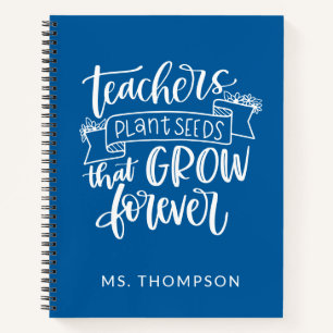 Teacher Appreciation Quote Personalised Blue Notebook