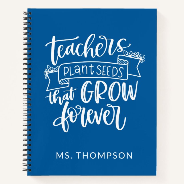 Teacher Appreciation Quote Personalised Blue Notebook (Front)