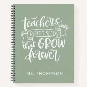 Teacher Appreciation Quote Personalised Sage Green Notebook