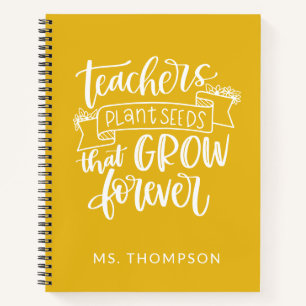 Teacher Appreciation Quote Personalised Yellow Notebook
