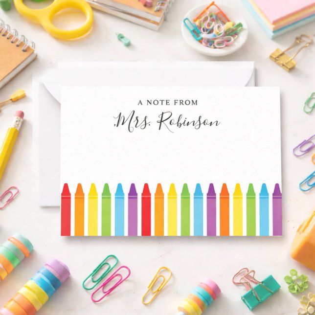  Teacher Appreciation Rainbow Crayon Card (Teacher Appreciation Rainbow Crayon Note Card
)